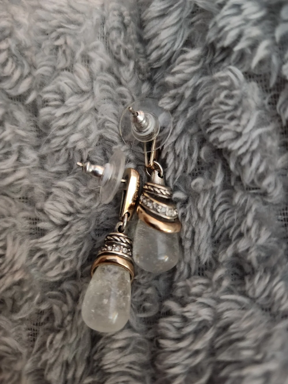 Brighton Neptunes Rings Crystal Drop Dangle Earrings - Gold & Silver Accents - Picture 3 of 4